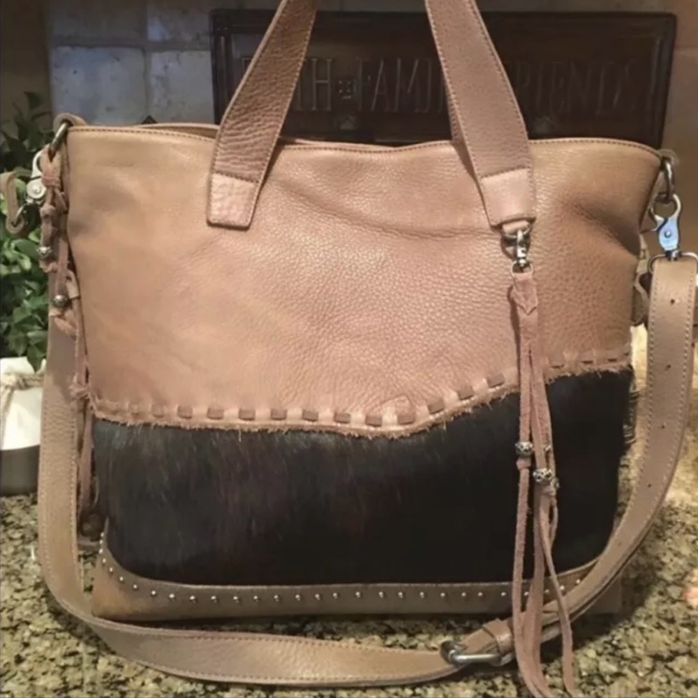 Delila Leather Calf Hair Handbag Crossbody